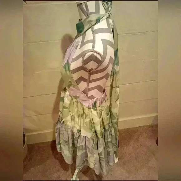 ASOS DESIGN Halter Tiered Voile Mini Dress With Tie Back Detail SIZE 4 - Picture 5 of 11